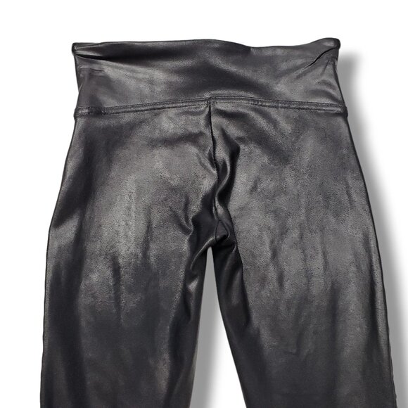 Spanx Faux Leather Moto Leggings Womens XL Black Pull On Shaping - Picture 4 of 7